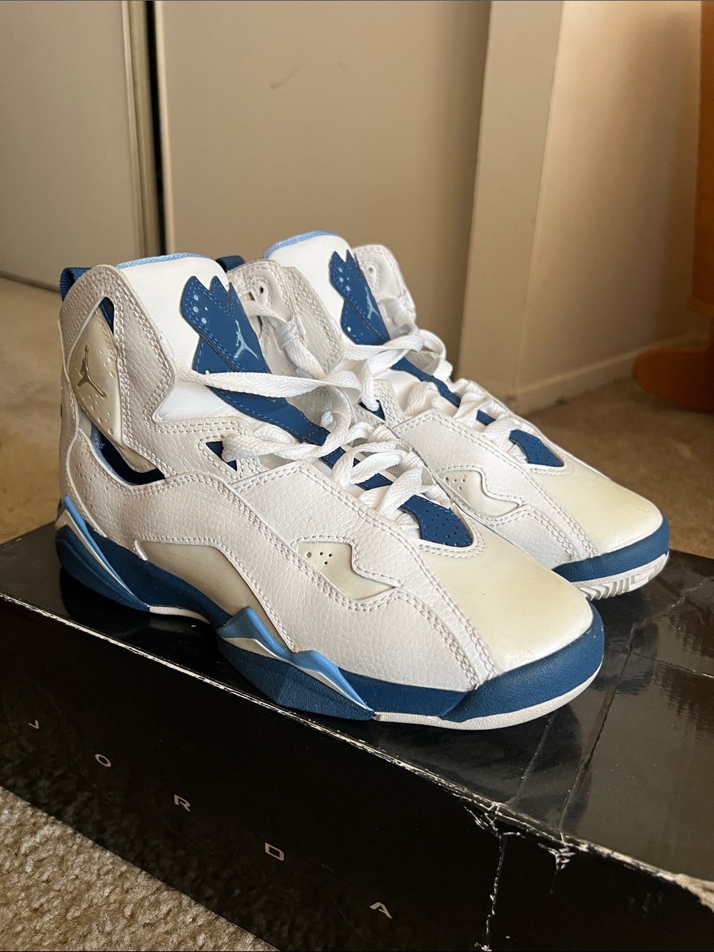 Jordan Kids' White and Blue High-Top Basketball Sneakers